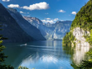 Konigssee Idyllic alpine lake in Berchtesgaden, Bavaria, Germany
