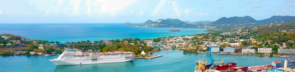 The port or cruise dock at Saint Lucia island at Caribbean sea