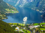 Cruise ship in Geiranger fjord, Norway