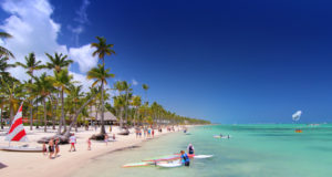 Playa Bavaro, Dominican Republic- April 19, 2015: Preparing for water sport activities