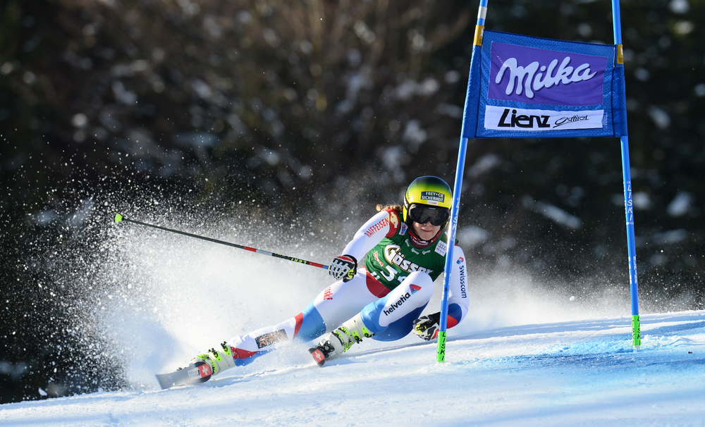 LIENZ, AUSTRIA - DECEMBER 28 2013: During the FIS Alpine World Cup giant Slalom women's race in Lienz, Austria.