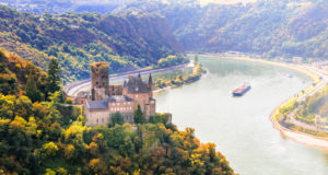 Magnificent Rhine valley with romantic medieval castles. Germany
