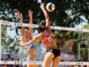 Vienna, Austria - July 30, 2017. Pool match between Sarah PAVAN, Melissa HUMANA-PAREDES (CAN) and Marta MENEGATTI, Rebecca Diane PERRY (ITA) at the FIVB Beach Volleyball World Championships in Vienna.