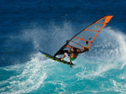 Professional Windsurfing on big waves in Maui, Hawaii