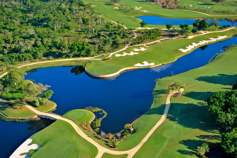 aerial view of nicely manicured florida golf course